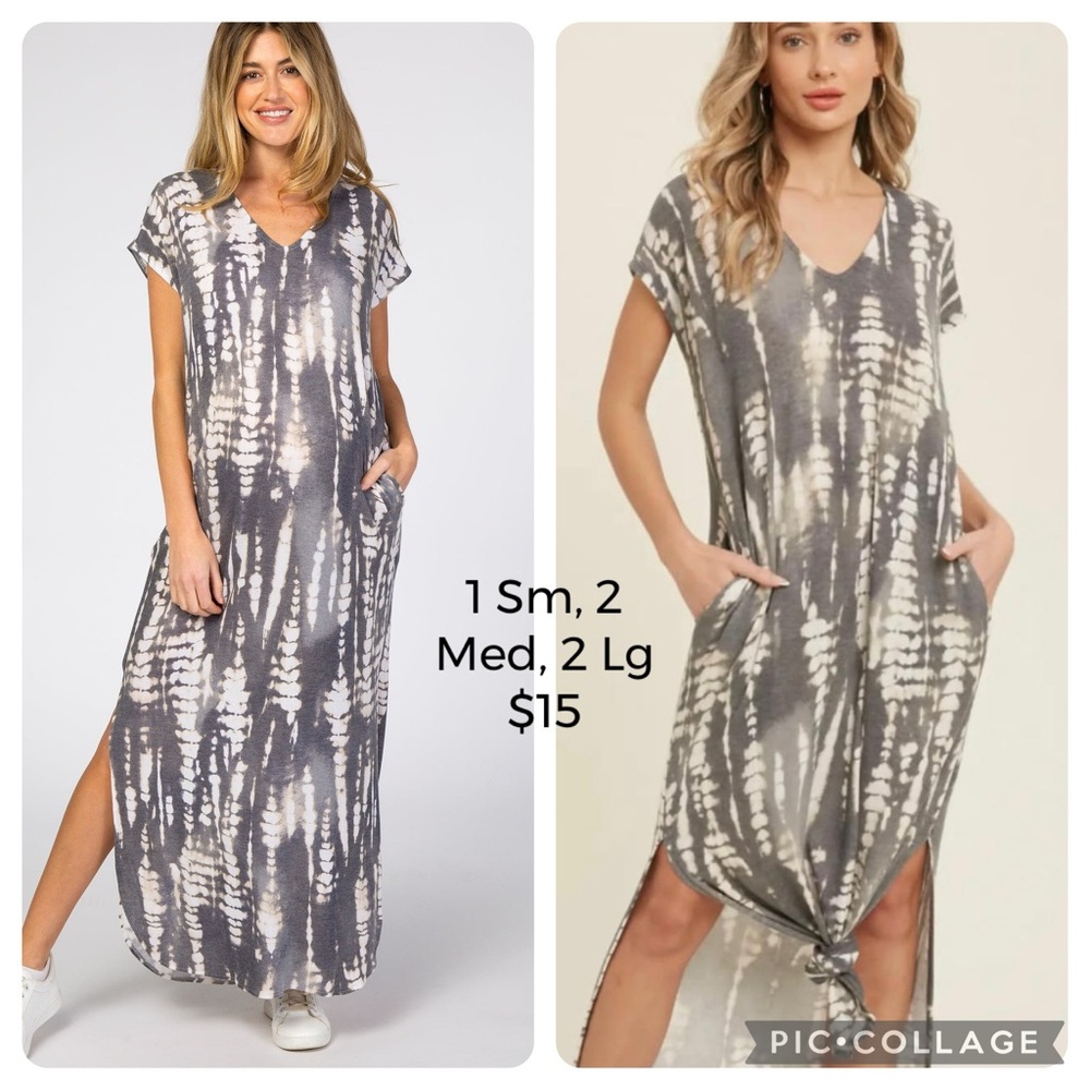 Gray Tie-Dye Maxi Dress